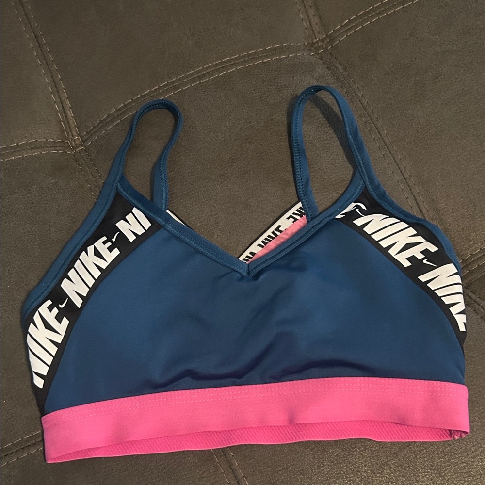 Nike Women's Sports Bra Blue and Pink